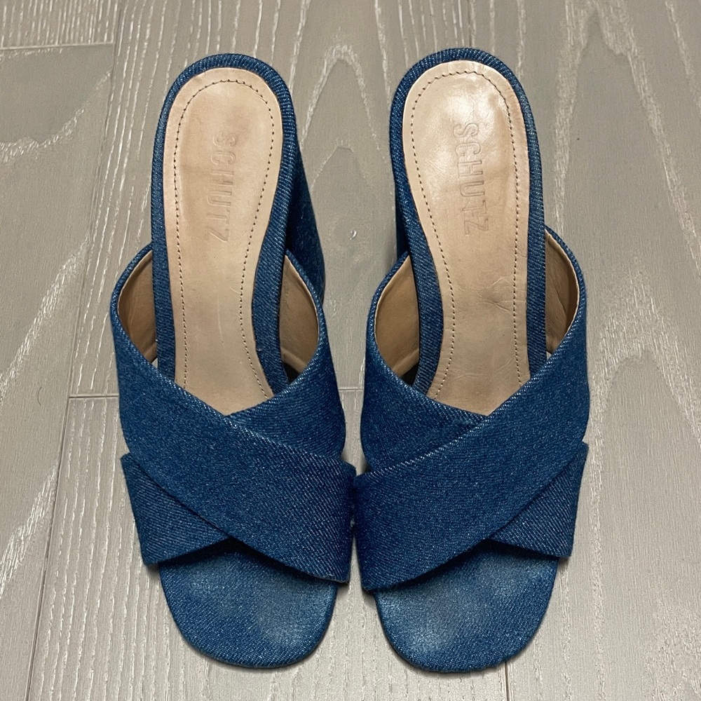 SCHUTZ Denim Blue Women's Mules